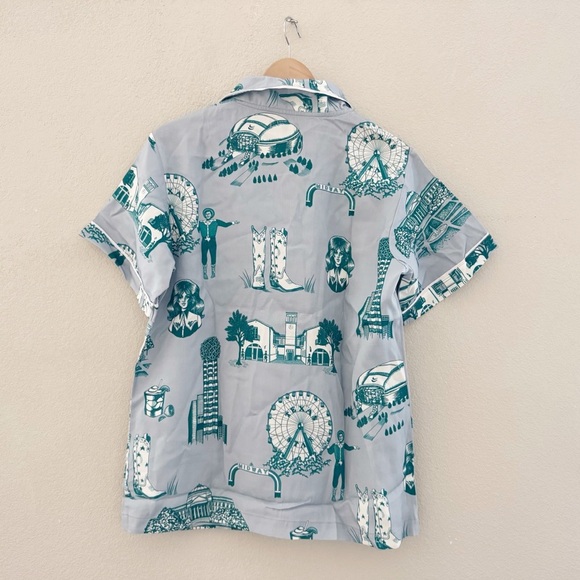 Katie Kime Dallas Toile Pajama Short Set Large Cotton Sleepwear Lounge Classic - Picture 7 of 14